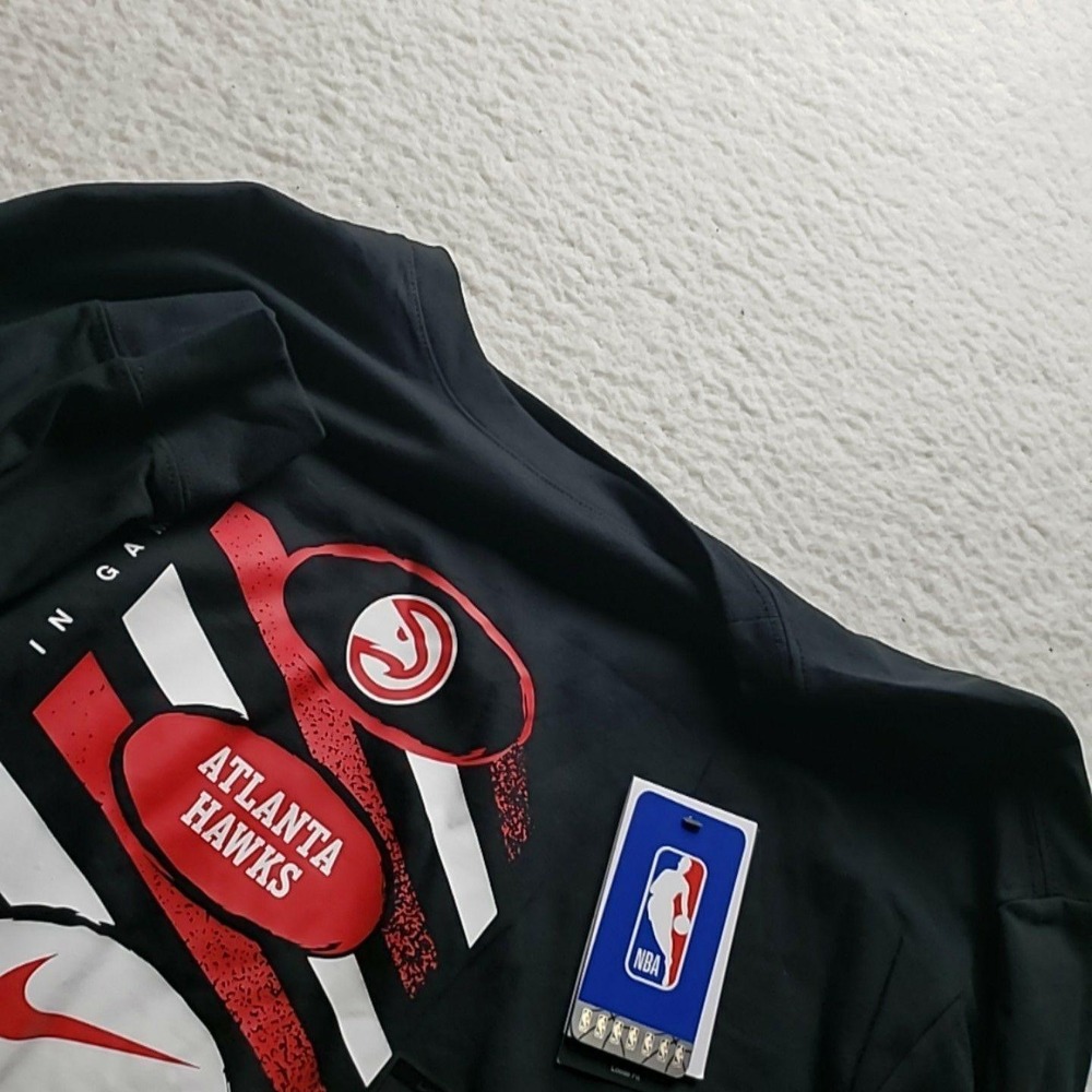 Atlanta Hawks Shirt Mens Large Black NBA Basketball Nike Long Sleeve Tee Graphic